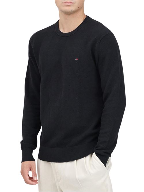 Maglioncino uomo nero in cotone Tommy Hilfiger | MW0MW36347BDS
